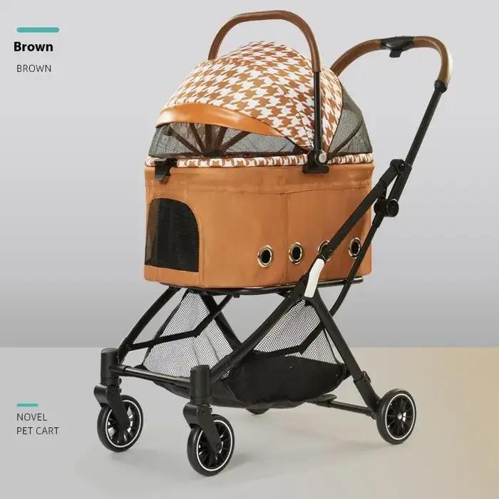 Poussette pour animaux de compagnie détachable et portable ; poussette pliable pour chien ; convient