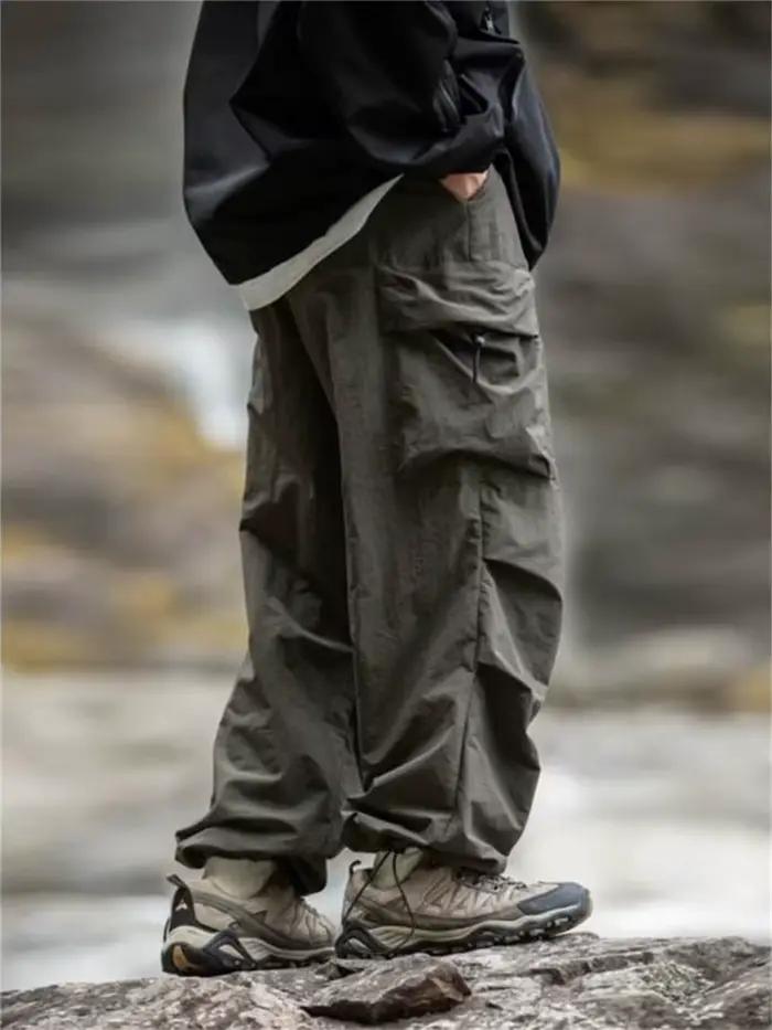 Pantalon cargo homme printemps automne imperméable montagne décontracté harajuku travail noir veste