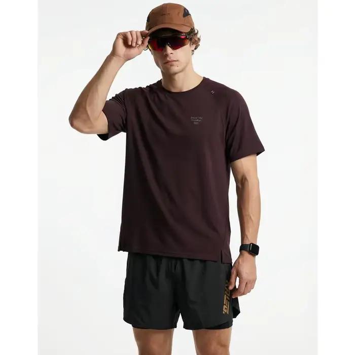 T-shirt de course en laine mérinos pour homme - Haut de sport respirant à manches courtes pour l'été