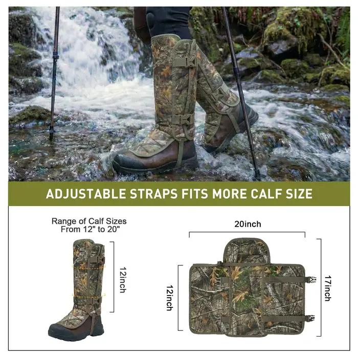 Guêtres de protection imperméables et confortables pour hommes randonnée montagne chasse prévention piqûres serpent camouflage arboré grande taille