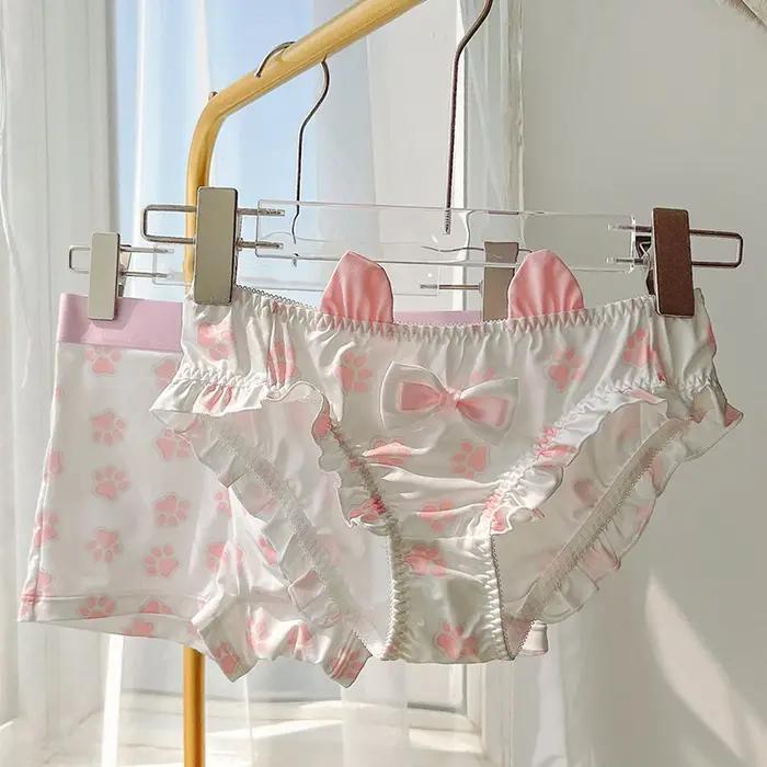 Mignon Couple sous-vêtements femmes hommes Boxer coréen culotte amant ensemble de Lingerie imprimer petit ami petite amie cadeaux amant culotte 2 pièces