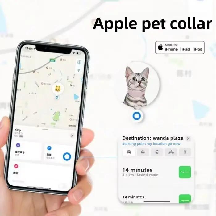 Traceur GPS pour animaux de compagnie à distance, étanche, suivi en temps réel, alerte de mouvement, collier anti-perte pour chien et chat, localisateur mondial compatible avec l'application Apple Fin