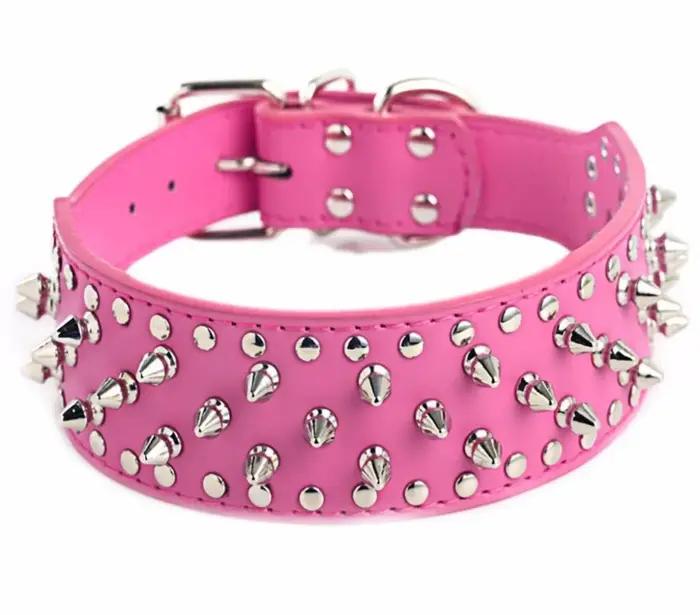 Colliers pour chiens en cuir cloutés à pointes de 2 pouces de large