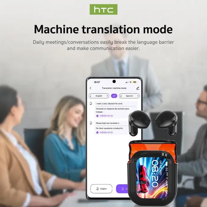 Écouteurs traducteur HTC NE20 Bluetooth 6.0 traduction vocale instantanée étanche IPX4 autonomie longue