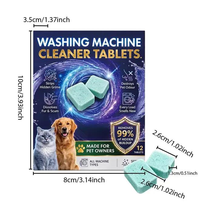 Nettoyant pour lave-linge éliminant poils d'animaux et odeurs tenaces, pour buanderie fraîche et propre, parfum apple, compatible avec tous les types de machines à laver, usage mensuel, cadeau idéal pour propriétaires d'animaux de compagnie