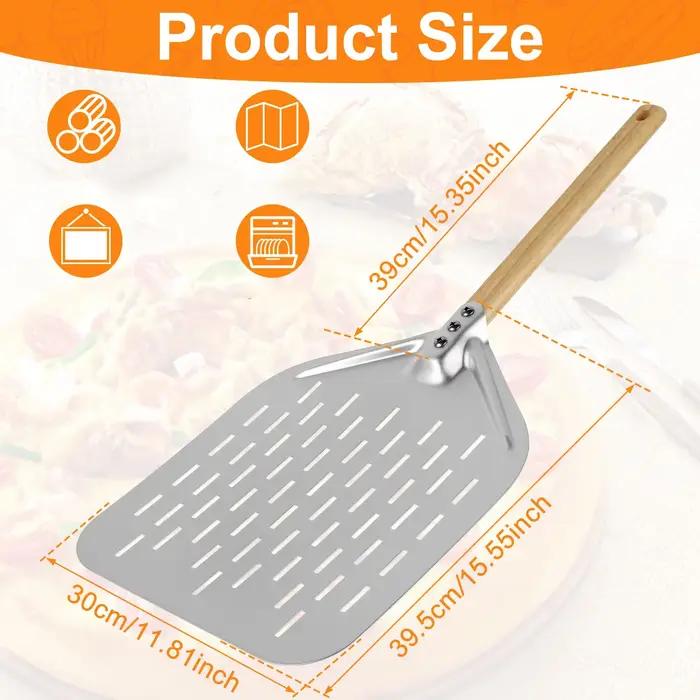 Pelle à Pizza Antiadhésive en Métal avec Manche en Bois Pour Faire Maison Occasions Spéciales Cuisine Professionnelle
