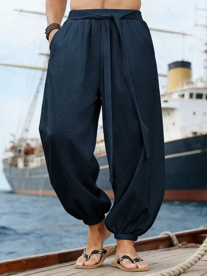 FGKKS flambant neuf hommes pantalons mode Style ample confortable coton pantalon homme noir solide