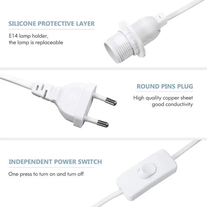 Câble d'alimentation pour support de lampe, 1.8m, E27 ue, luminaire LED suspendu, adaptateur de pris