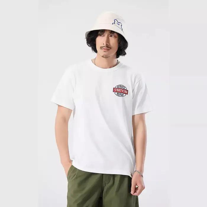 OKONKWO_Motorcycle marque imprimé Ami kaki T-shirt 200g rétro