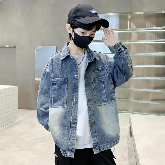 Veste en jean rétro y2k pour enfants, vestes décontractées pour garçons, vêtements d'automne élégants, manteau de luxe pour enfants occasions spéciales