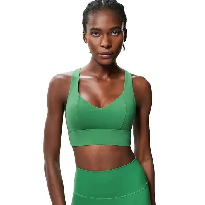 Soutien-gorge de sport pour femme, extensible, doux, froncé, push-up, haute performance, respirant,