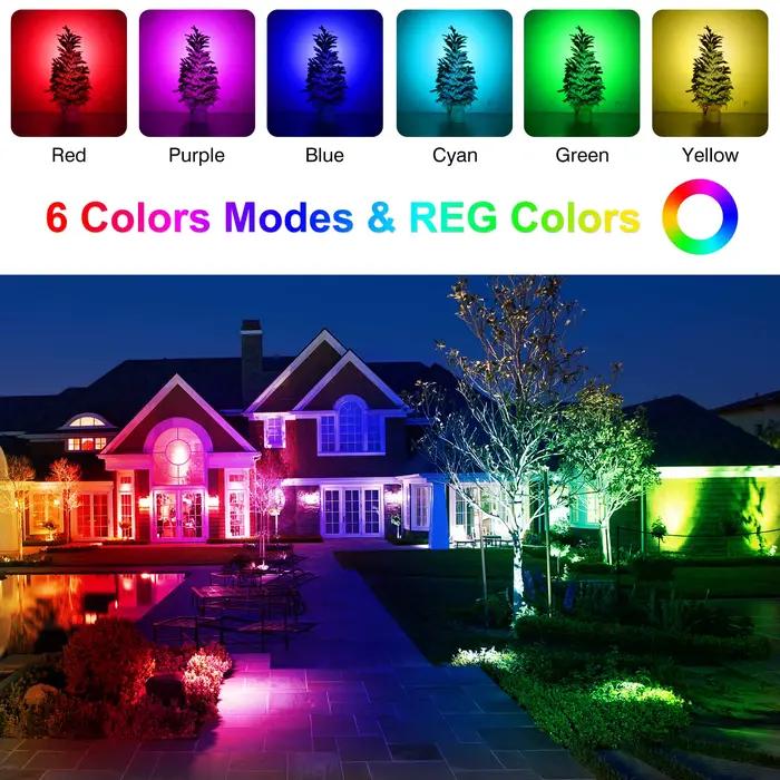 1/2/4/6 lumières RGB projecteur solaire IP65 étanche lumière solaire extérieure lumière de jardin po