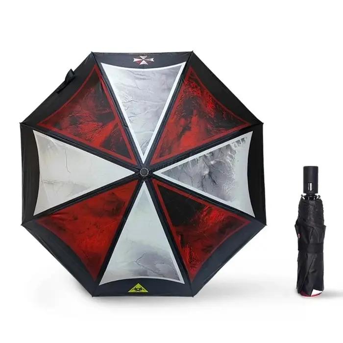 Parapluie de pluie automatique résistant au vent 3 pliable ensoleillé pluvieux imperméable UV Parasol solaire Biohazard