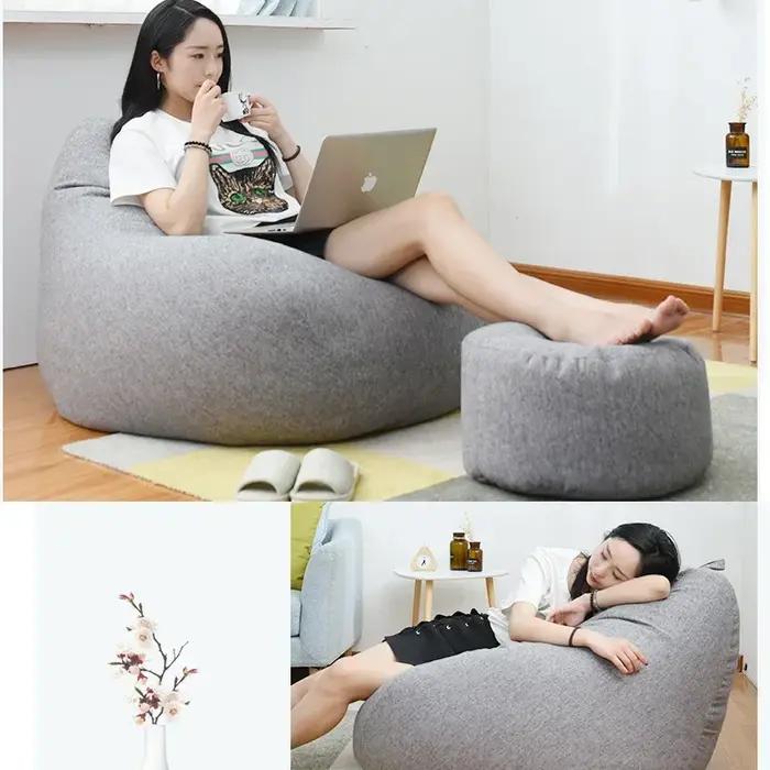 Housse de canapé pour siège paresseux, grand pouf, doux, moelleux, respirant, Tatami pour adulte et