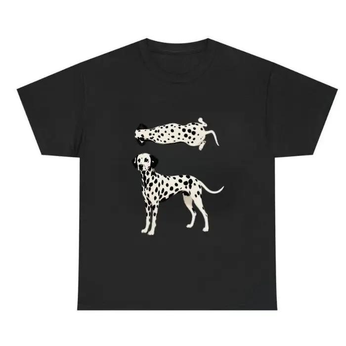T-shirt graphique chien dalmatien, t-shirt surdimensionné pour amoureux des chiens tachetés, t-shirts imprimés de haute qualité unisexes pour hommes, femmes, couples à la mode