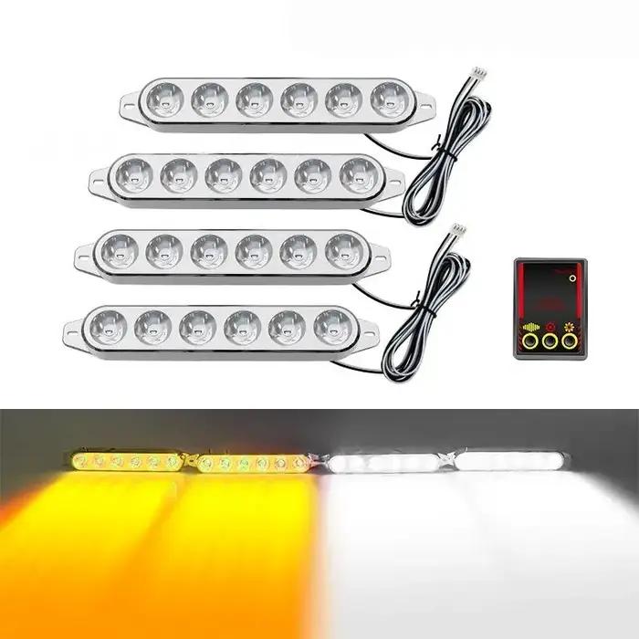 Kit de feux de signalisation d'urgence 6 LED 4 en 1 12V pour véhicules de secours, camions et voitures