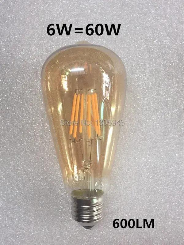Ampoules LED à Filament Edison, lumières artistiques dorées ST64 à intensité variable E27 B22 2W 4W