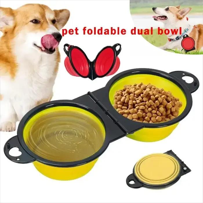 Bols doubles pliables pour animaux de compagnie