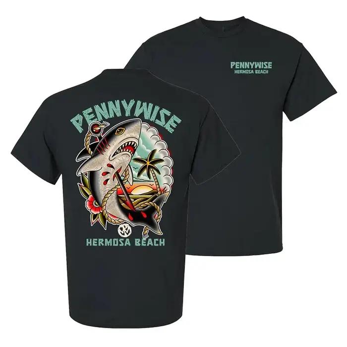 T-shirt à manches courtes et col rond en pur coton, style rétro, streetwear américain, groupe de roc