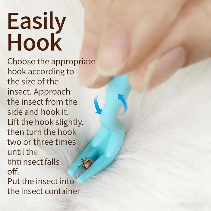 Outil portable de nettoyage pour animaux de compagnie : crochet anti-tiques