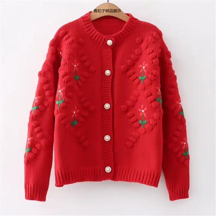Pull Brodé Épais et Chaud en Tricot pour Femme, Cardigan en Y, Nouveau Design, Printemps-Automne