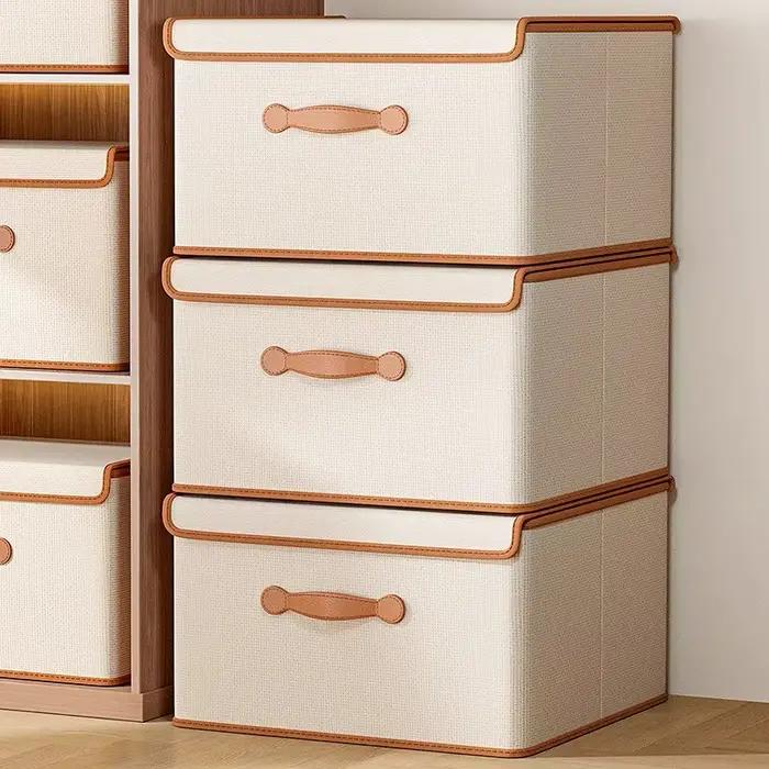 Boîte de rangement pour vêtements avec couvercle, pour usage domestique, garde-robe, sous-vêtements, boîte de rangement pour vêtements, couvertures, panier de rangement
