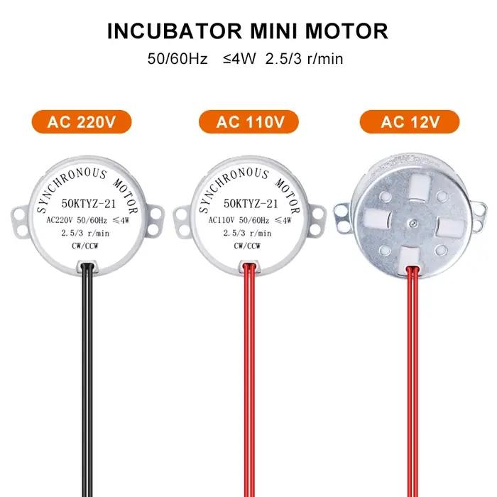Moteur de tournage d'œufs 110V/220V/AC12V, incubateur 50HZ, moteur de tournage automatique d'œufs, m