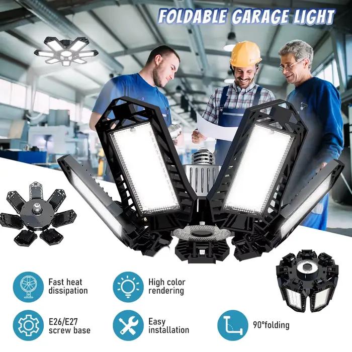 Eclairage de garage pliant, lumière LED, plafonnier E26, lumières High Bay, OVNI, ampoule déformable