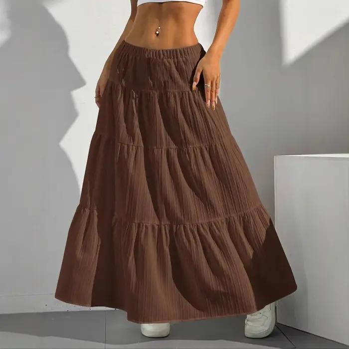 Vêtements pour femmes, nouveau produit, jupe mi-longue blanche avec cravate, grande balançoire, jupe longue ample pour femmes, été, 2025