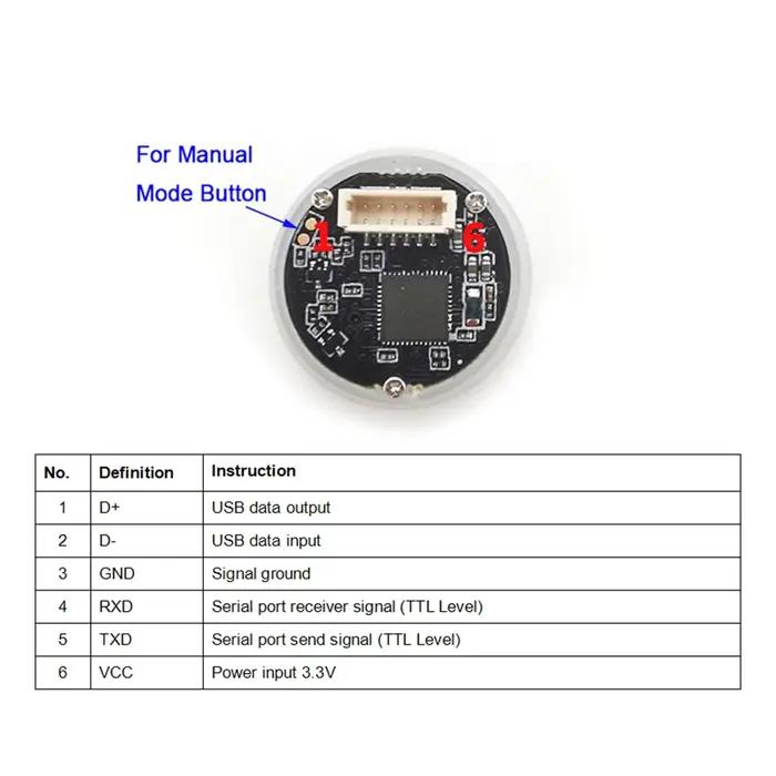 Lecteur de codes-barres GM861S UART, interface USB 1D/JO, code QR, technologie LED blanche et verte