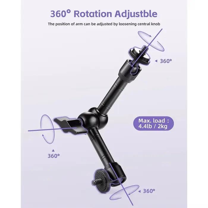 Bras magique réglable avec super pince, bras articulé de 9 pouces, pince à friction, kit de vis à crabe pour caméra, moniteur, lumière