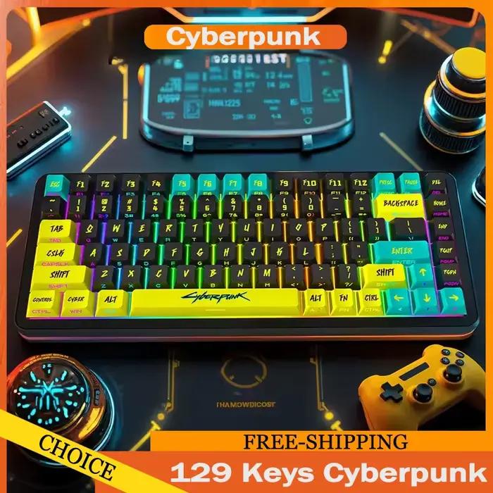 Cyberpunk 129 touches Keycap cerise profil côté gravé translucide Keycaps Pbt personnalisé adapté Wooting Key Caps cadeau