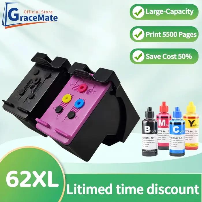 Cartouche d'encre CISS rechargeable 62XL compatible HP Envy 5540 5640 pour impression économique et durable Occasions spéciales à offrir
