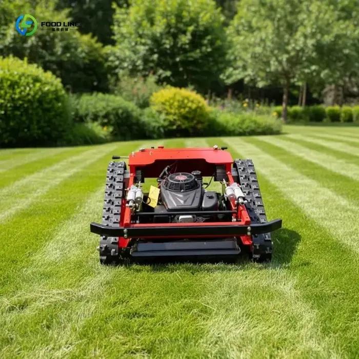 Tondeuse robot agricole télécommandée sur chenilles personnalisée, équipement de fauche robotisé pou