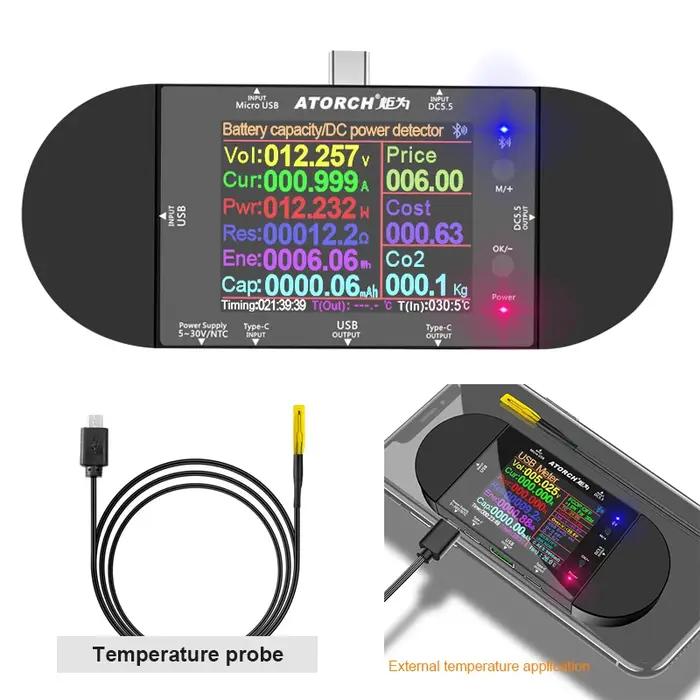 Testeur USB Type-C DC5.5 Voltmètre Numérique Ampèremètre Compteur de Tension de Batterie Occasions Spéciales