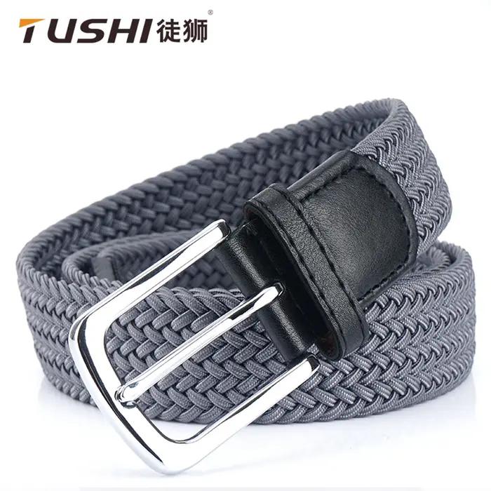TUSBottles-Ceinture tressée sans trou pour hommes, ceinture tissée élastique, simple et sauvage, mod