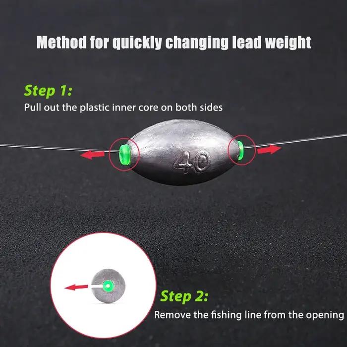 Plomb en plomb en forme d'olive avec Tube en plastique, changement rapide, poids ouverts de 2 à 50g