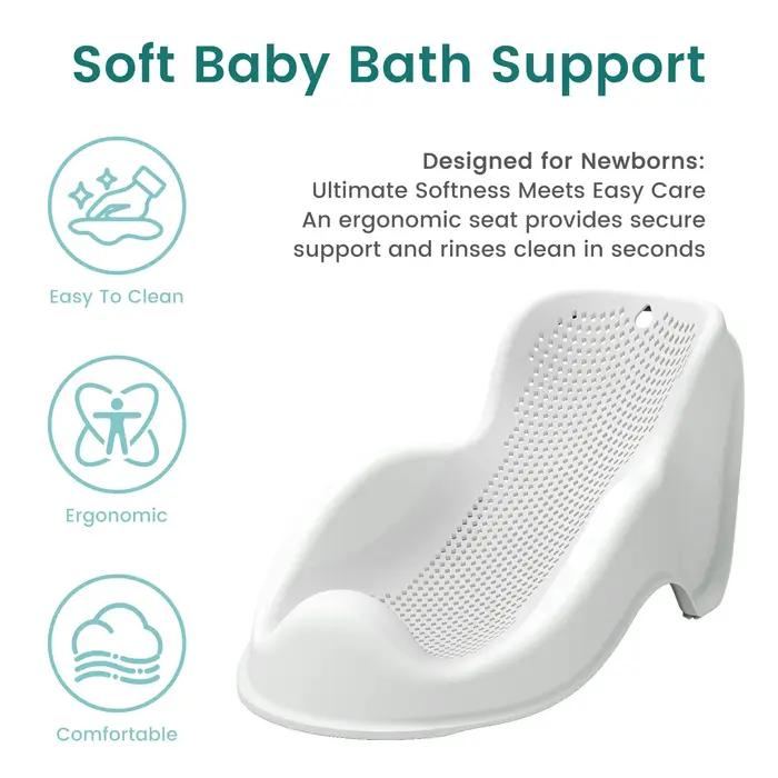 Support de bain doux pour bébés nouveau-nés - Siège de bain ergonomique, facile à nettoyer et confor