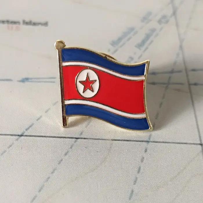 Épingles à revers drapeau National de corée du nord, cristal époxy métal émail Badge peinture broche