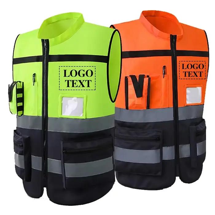Gilet de travail robuste avec fermeture éclair et poches pour hommes et femmes, polyester tricoté, pour construction et mines, uniforme d'ingénieur ou de volontaire, cadeau professionnel pour homme ou femme
