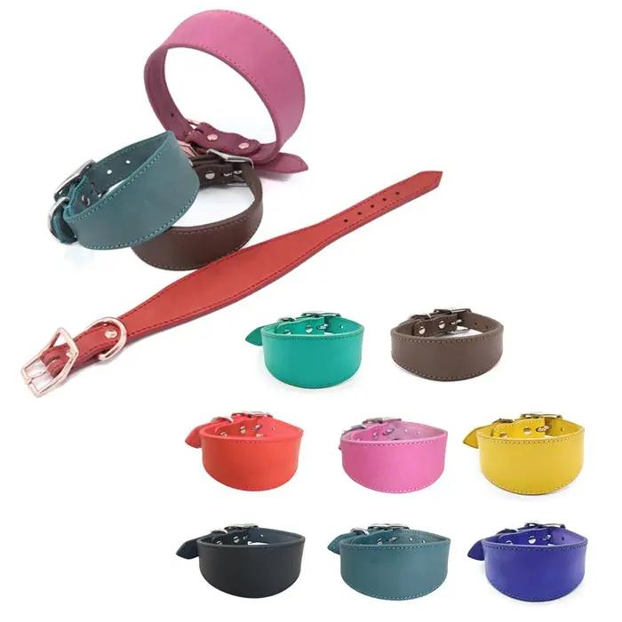 Whippet-Collier Large en Cuir Souple et Daim pour Chien