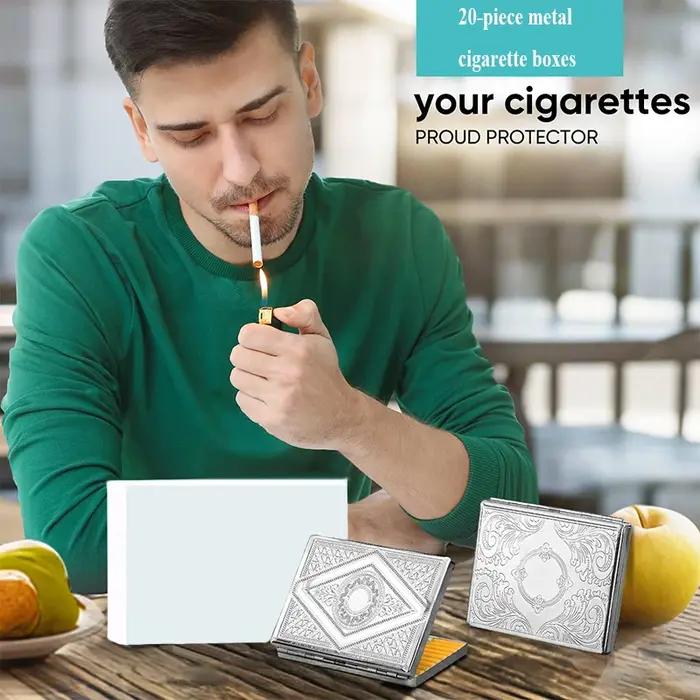 Boîte à cigarettes Portable en relief en acier inoxydable, 20 paquets, étui à cigarettes épais pour hommes résistant à la pression pour régular