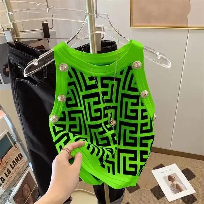 Été col rond Camisole hauts sans manche dames mode intérieur rodage été élégant pulls pull tricot fe