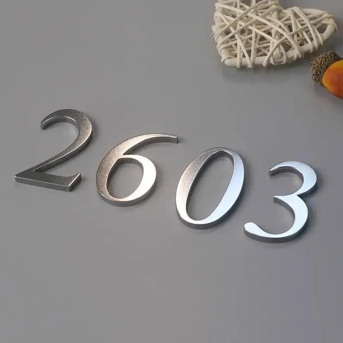 Plaques de porte auto-adhésives en acier inoxydable couleur bleu ciel pour numérotation de maison décoration extérieure moderne porte d'hôtel villa dormitorium
