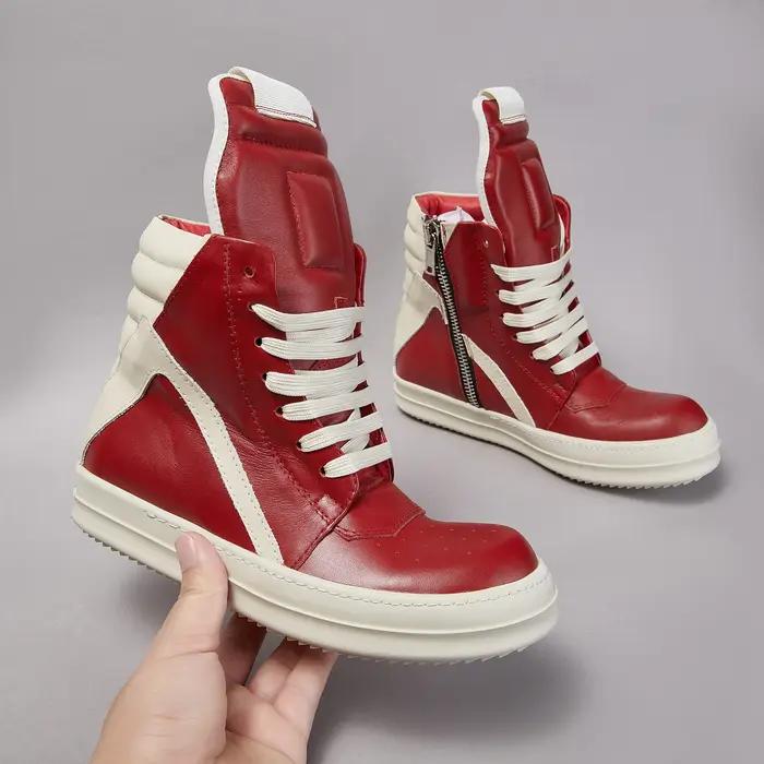Marque hommes chaussure décontracté haut femmes Sneaker qualité rouge bottine Geobasket cuir fermeture éclair à lacets