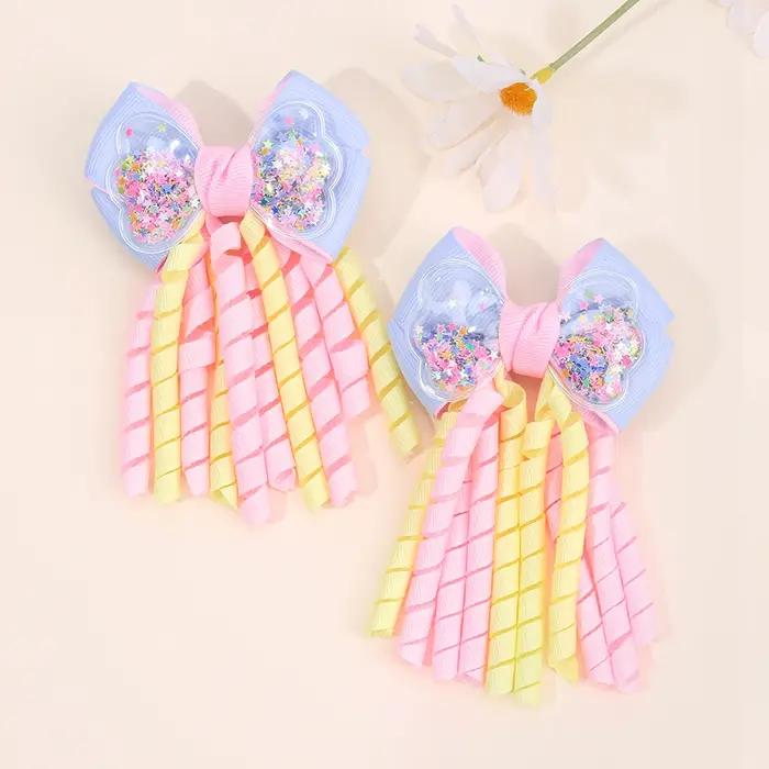 Pince à cheveux licorne mignonne avec motifs de licorne pour filles occassions spéciales et quotidiennes fantaisie arc multicolore