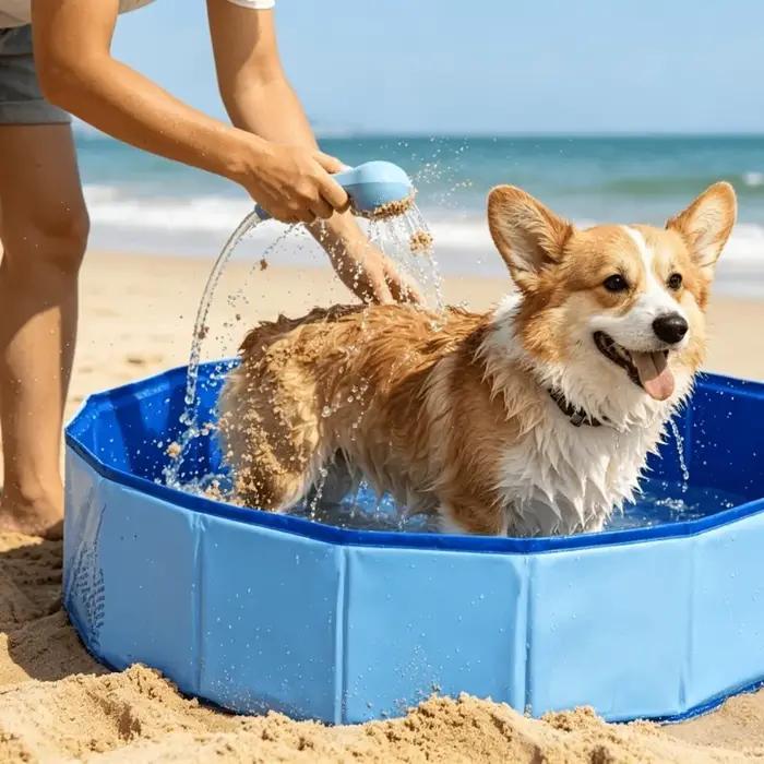 Baignoire pliable pour chien avec ensemble de brosses