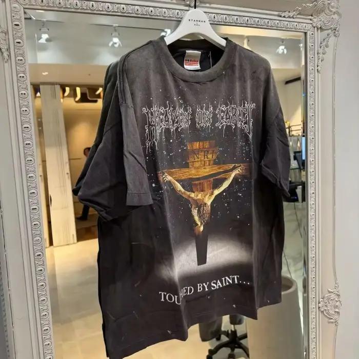 Saint Michael – T-shirt à manches courtes et col rond pour homme, imprimé créatif, lavé, pour couple, Ropa Hombre