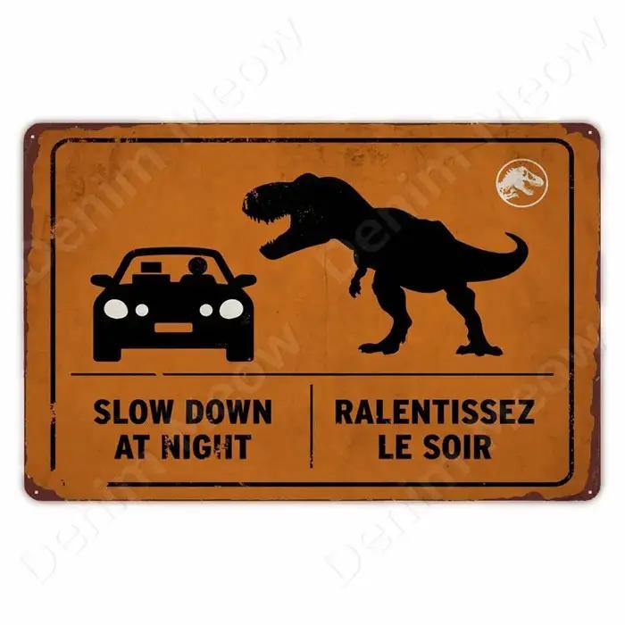 Méfiez-vous de Raptor – panneau métallique drôle en étain