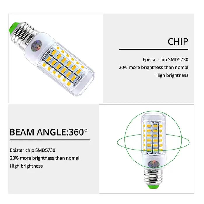 Ampoules de maïs LED pour la décoration de la maison, lampe LED E14, SMD 5730, 220V, 24, 36, 56, 72